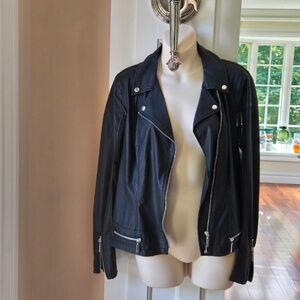Kate & Mallory Vegan Leather Moto Jacket w/  Mesh Detail size S